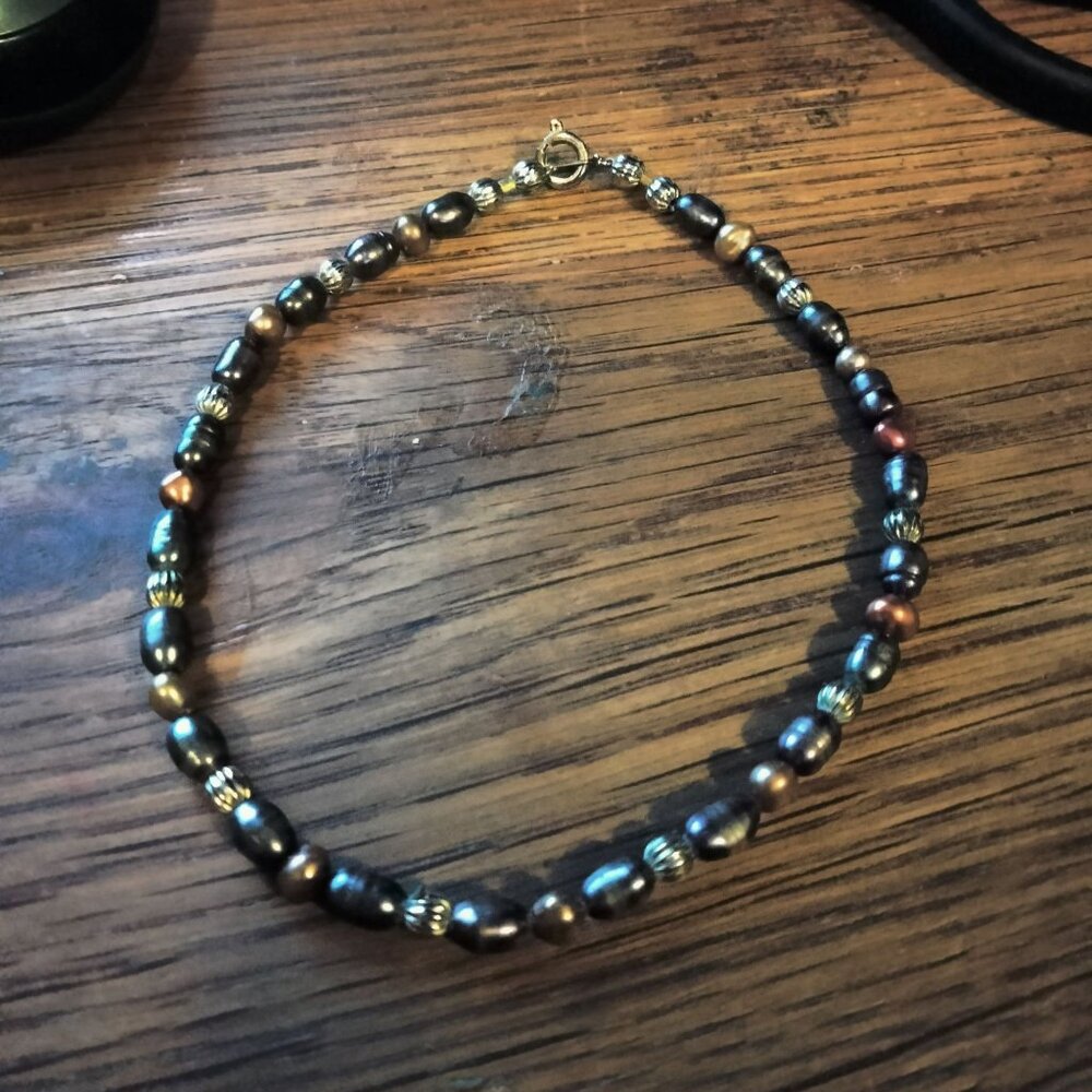 Anklet Bracelet 10 Inch Metallic Silver Gray Boho Beachy Spring Break Handmade - Picture 3 of 6